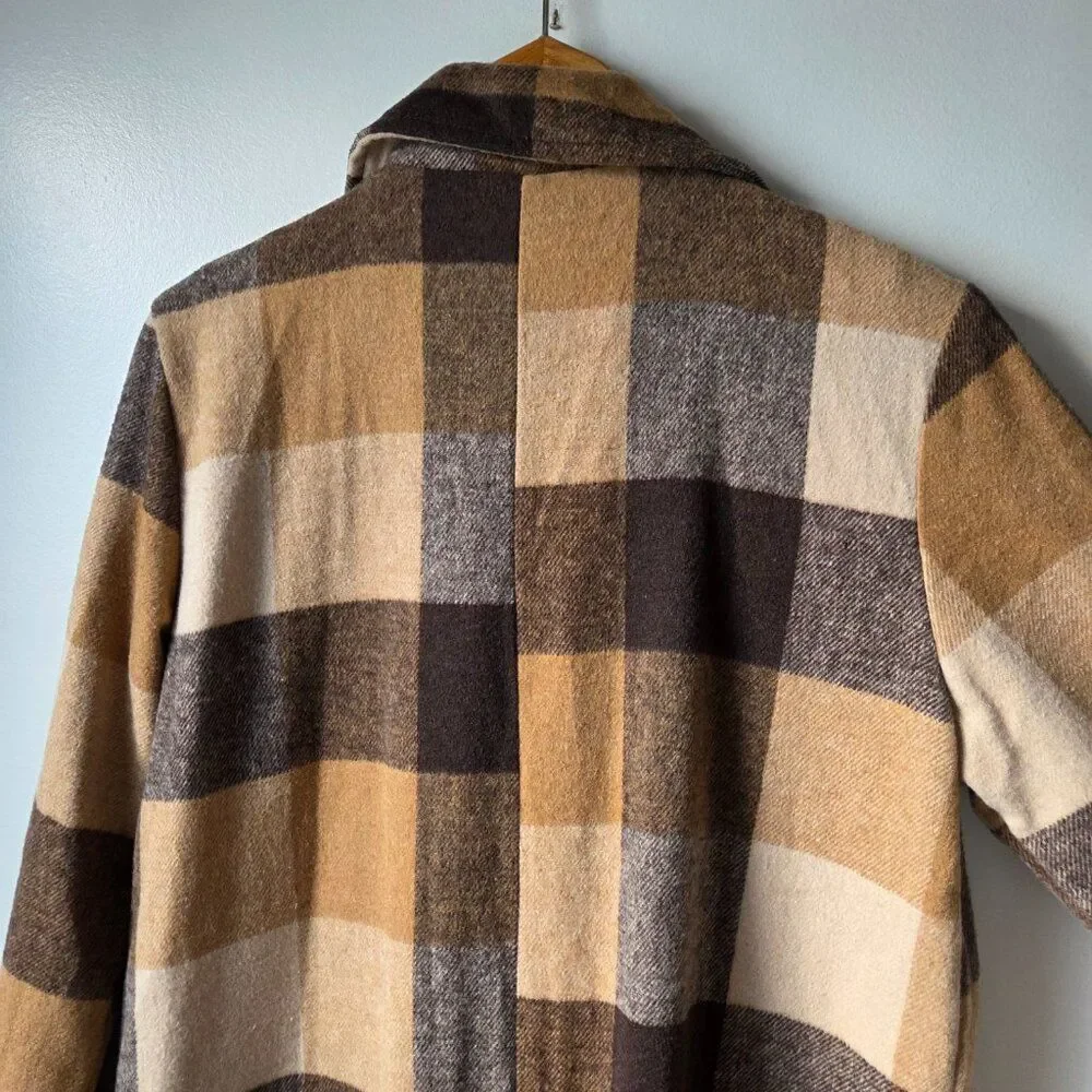 EUC HYFVE PLAID LONG LAPEL JACKET SIZE M